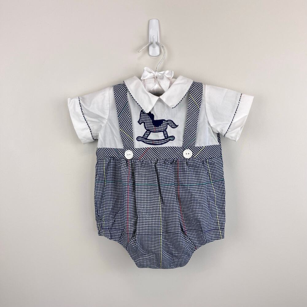 Vintage Nannette Rockinghorse Shortall Romper 3-6 Months